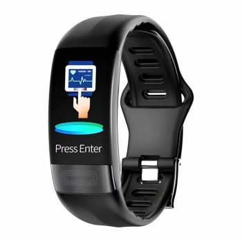 Bratara Fitness Techstar® P11 Negru, ECG, Puls, Oxigenarea Sangelui, Temperatura Corpului, Bluetooth, Sedentarism, Alerte