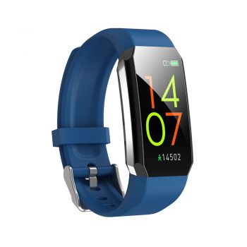 Bratara Fitness Techstar® T3, Ecran 1.14 inch inch, Bluetooth 4.0, Monitorizare Puls, Tensiune, Temperatura, Oxigen, Calitate Somn, Albastru