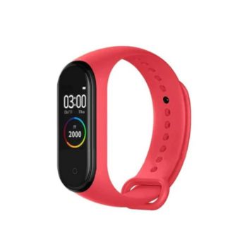 Bratara Smart Fitness M4, LED, Masurare Tensiune, Ritm Cardiac, Nivel Oxigen, Pedometru, Bluetooth,Rosu