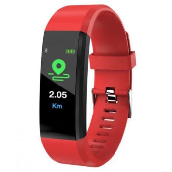 Bratara Smart Fitness Techstar® ID115 Plus Fitness, 0,95 inch OLED, BT4.0, Waterproof IP65, Monitorizare Puls, Tensiune, Rosu