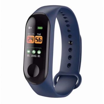 Bratara Smart Fitness Techstar® M3 Plus , Unisex, Monitorizarea Sangelui si Ritmului Cardiac, Albastru Inchis