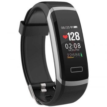 Bratara Techstar® Fitness GT101 Silver-Black, IPS, Bluetooth 4.0, Monitorizare Cardiaca, Somn, Activitati