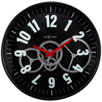 Ceas de perete NeXtime Modern Gear 36cm negru