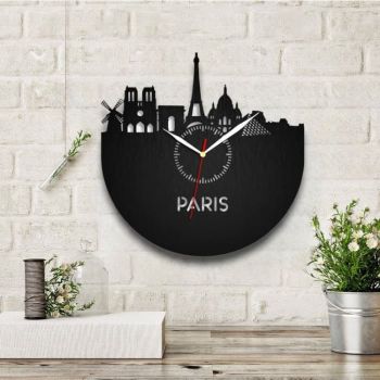 Ceas din lemn gravat Paris