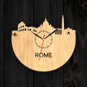 Ceas din lemn gravat Rome