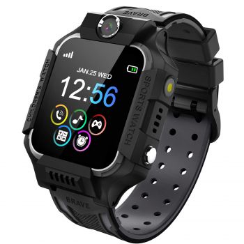 Ceas monitorizare copii smartwatch Q19, SIM, Localizare LBS, SOS, Lanterna, Black