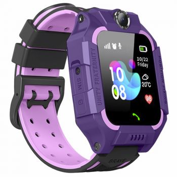 Ceas monitorizare copii smartwatch Q19, SIM, Localizare LBS, SOS, Lanterna, Purple