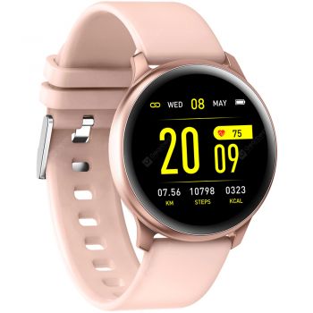 Ceas smartwatch KW19, Bluetooth, Pedometru, Afisare Notificari, Senzori Monitorizare, Pink