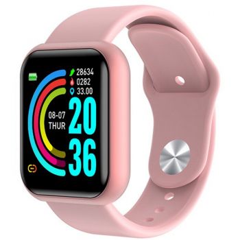 Ceas smartwatch L18, Bluetooth, Pedometru, Monitorizare Somn si Activitati, Notificari, Pink