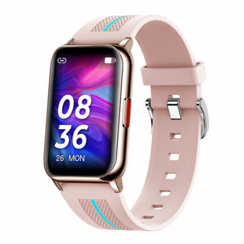 Ceas smartwatch loomax H76, IP68, ecran curbat de 1.57 inch, moduri sport, pedometru, puls, notificari, roz