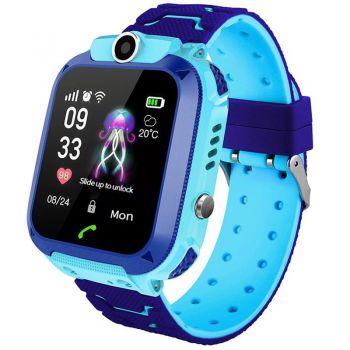 Ceas smartwatch monitorizare copii NYTRO Q12 Kids, SIM, Camera, Localizare LBS, SOS, Blue