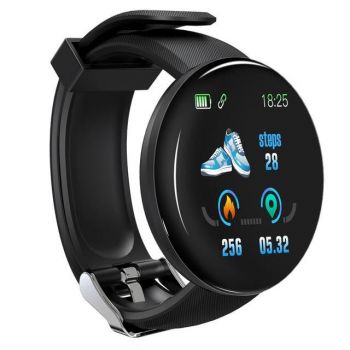 Ceas Smartwatch Techstar® D18, 1.3inch OLED, Bluetooth 4.0, Monitorizare Tensiune, Puls, Oxigenarea Sangelui, Waterproof IP65, Negru