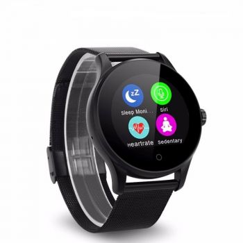 Smartwatch Bluetooth 4.0, 18 functii, apel, iOS Android, curea metalica, Sovogue Argintiu