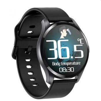 Smartwatch Bluetooth cu termometru, nivel oxigen, nivel imunitate, tensiune, 15 functii, iOS/Android, LCD tactil 1.28