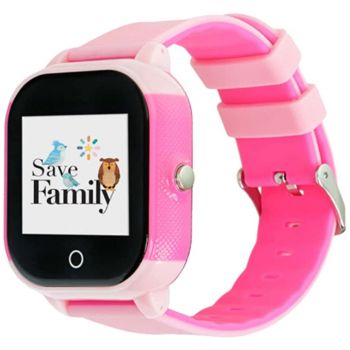 Smartwatch Savefamily Junior 2G, Chat privat, Apel, Buton SOS, Alb / Roz