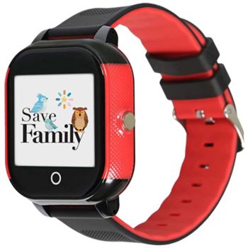 Ceas Smartwatch Savefamily Junior 2G, Chat privat, Apel, Buton SOS, Negru / Rosu ieftin