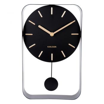 Ceas de perete cu pendul Karlsson Charm, înălțime 32,5 cm, negru