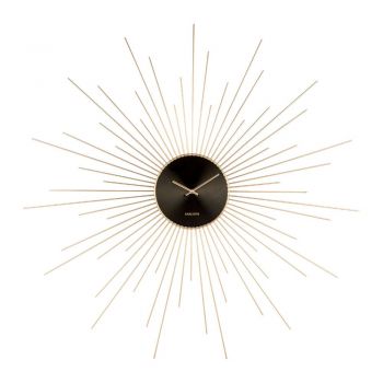 Ceas de perete Karlsson Peony, negru - auriu, ø 95 cm