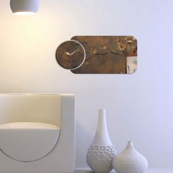 Set ceas si tablou decorativ, YMS-56, MDF , Dimensiune: 68 x 32 cm, Multicolor