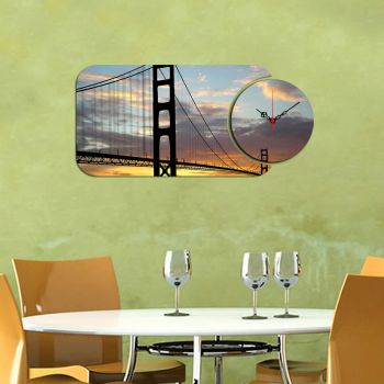Set ceas si tablou decorativ, YMS-77, MDF , Dimensiune: 68 x 32 cm, Multicolor