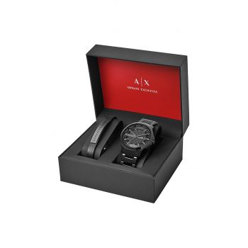 Armani Exchange ceas si bratara barbati, culoarea negru de firma original