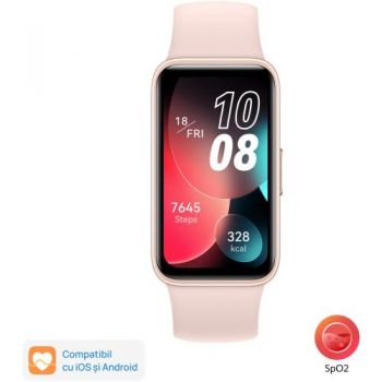 Bratara fitness Huawei Band 8, Bluetooth (Roz) de firma originala