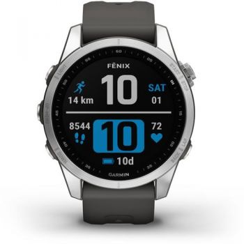 Ceas activity tracker Garmin Fenix 7S, 42 mm, Bluetooth, Android/iOS, Rezistenta la apa, Argintiu de firma originala
