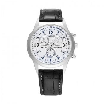 Ceas barbatesc Yazole CS939, curea piele, model elegant, cadran alb