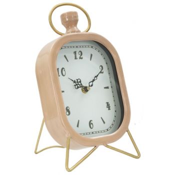 Ceas de masa din metal si sticla Glam Rose, 16 x 29 cm