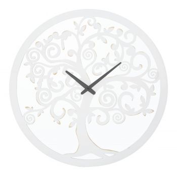 Ceas de perete, cu oglinda, White Tree Alb / Auriu, Ø55 cm