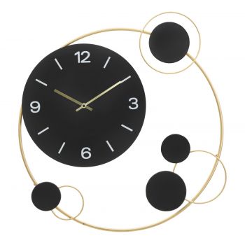 Ceas de perete Globe Negru / Auriu, L57xl60 cm