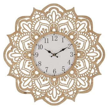 Ceas de perete Mandala Carving Natural, Ø60 cm