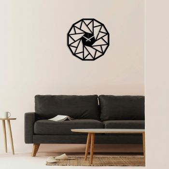 Ceas de perete, Metal Wall Clock 18, Metal, Dimensiune: 48 x 48 cm, Negru