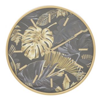 Ceas de perete Monstera Palm Multicolor, Ø40 cm