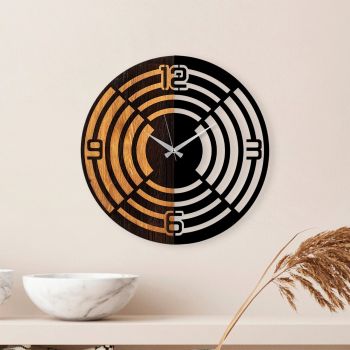 Ceas de perete, Wooden Clock, Lemn/metal, ø56 cm, Nuc / Negru