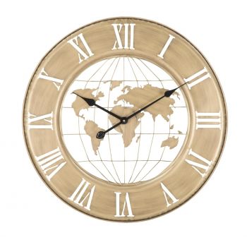 Ceas de perete World, Mauro Ferretti, Ø63 cm, fier, auriu