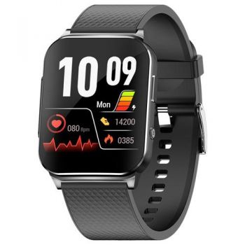 Ceas inteligent Smartwatch iSEN EP03, 1.83inch IPS HD, ECG, Ritm cardiac, Presiune sanguina, Glicemie, Oxigen, Monitorizare somn, Bt v5.1, IP67, 185mAh, Negru