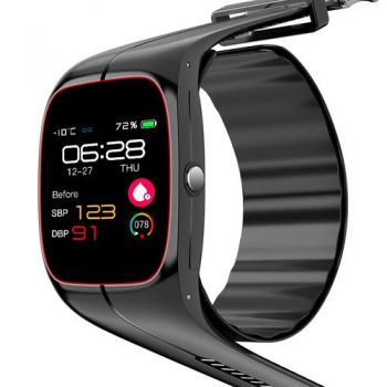 Ceas inteligent Smartwatch iSEN Watch P20, 1.3inch HD, Tensiometru cu manseta gonflabila, Monitorizare familie, Ritm cardiac, Temperatura, Oxigen, 220mAh, Negru