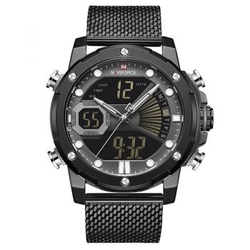 Ceas pentru barbati NAVIFORCE, CS1195, otel inoxidabil, negru
