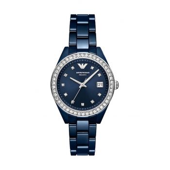 Emporio Armani ceas femei, culoarea albastru marin