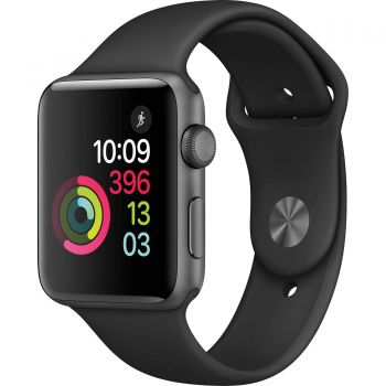 Apple Watch 2 42mm Space Grey Aluminium Case, Black Sport Band