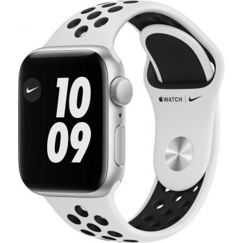 Apple Watch Nike SE GPS, 40mm, Silver, Aluminium Case, Pure Platinum/Black Nike Sport Band