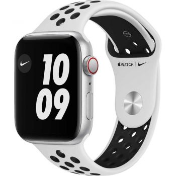 Apple Watch Nike SE GPS + Cellular, 44mm, Silver, Aluminium Case, Pure Platinum/Black Nike Sport Band