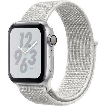 Apple Watch Nike+ Series 4 GPS, 40mm Silver Aluminium Case, Summit White Nike Sport Loop