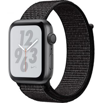 Apple Watch Nike+ Series 4 GPS, 44mm Space Grey Aluminium Case, Black Nike Sport Loop