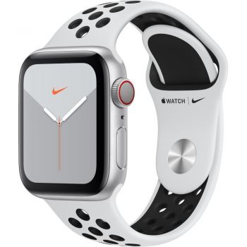 Apple Watch Nike Series 5 GPS + Cellular, 40mm, Silver, Aluminium Case, Pure Platinum/Black Nike Sport Band de firma original