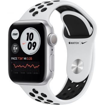 Apple Watch Nike Series 6 GPS, 40mm, Silver, Aluminium Case, Pure Platinum/Black Nike Sport Band
