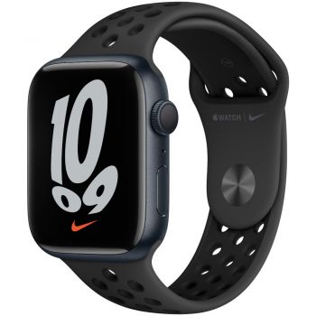 Apple Watch Nike Series 7 GPS, 45mm, Midnight Aluminium Case with Anthracite/Black Nike Sport Band de firma original