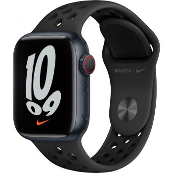 Apple Watch Nike Series 7 GPS + Cellular, 41mm, Midnight Aluminium Case, Anthracite/Black Nike Sport Band de firma original