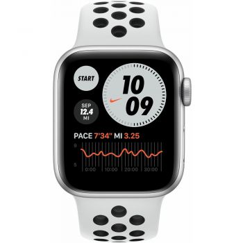 Apple Watch Nike Series SE 2 GPS, 40mm, Silver Aluminium Case, Pure Platinum/Black Nike Sport Band